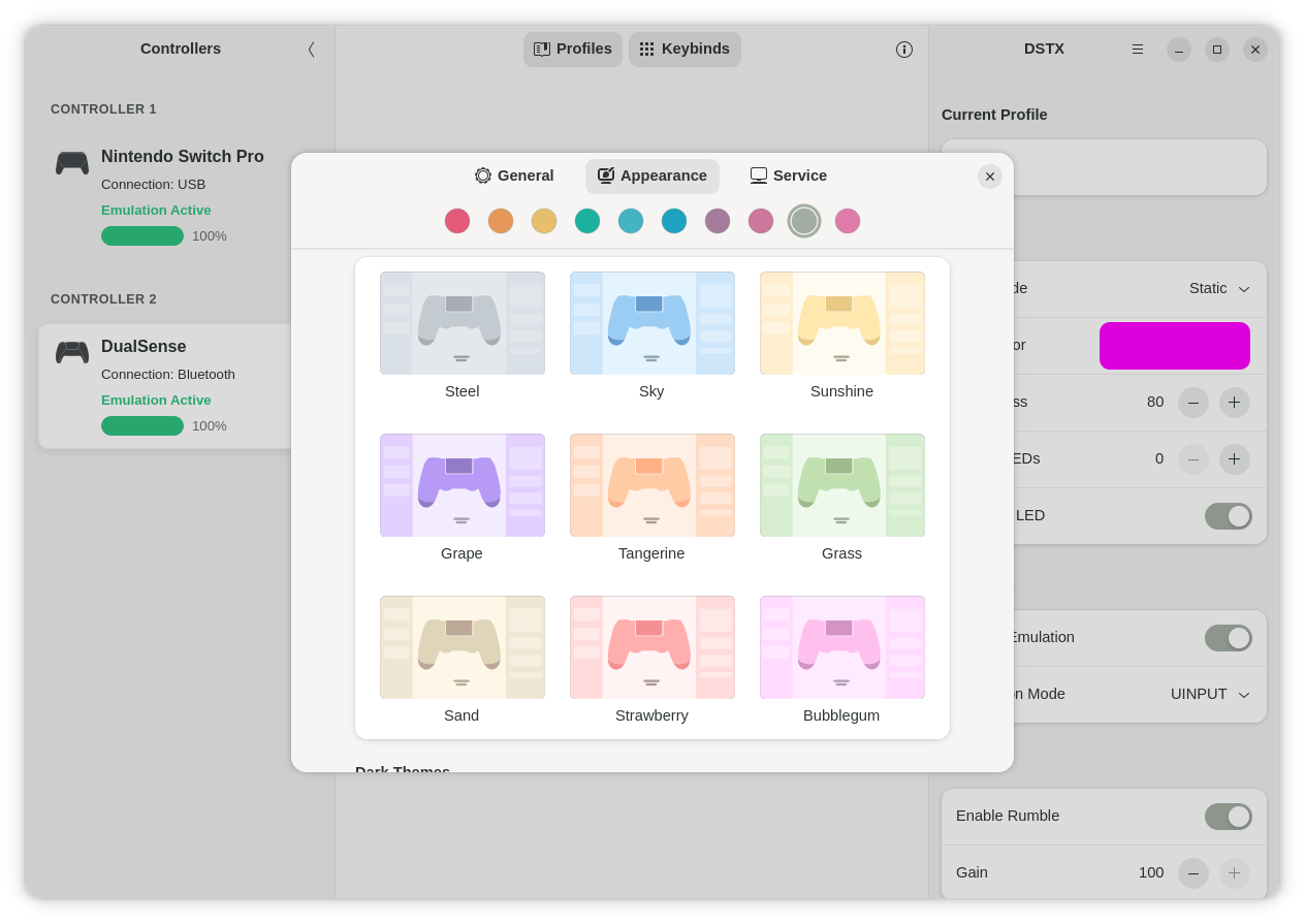 Theme selection – light, dark, and custom accent colors