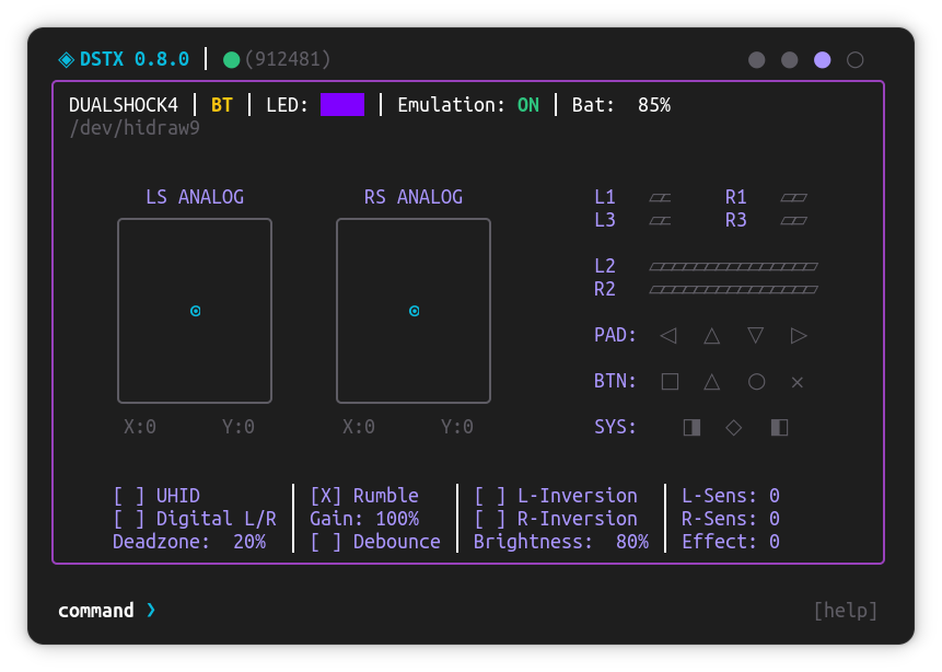Terminal-based TUI – full control from the command line